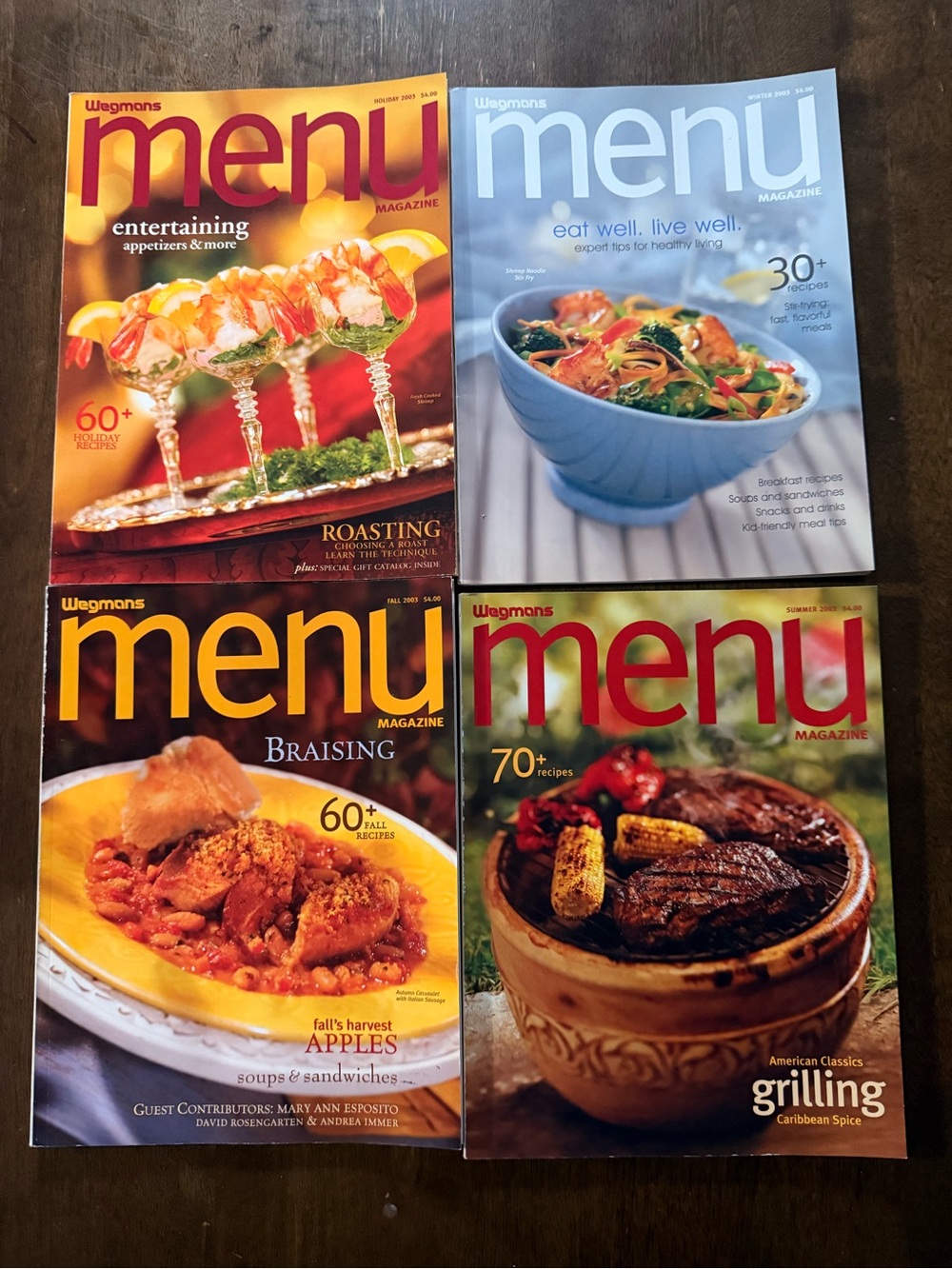 Wegmans Menu Magazine 2003 Set of 4